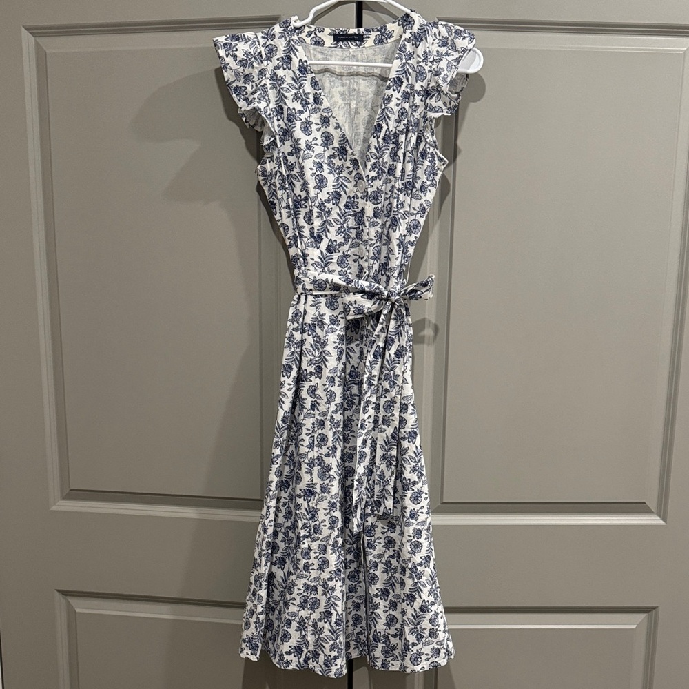 Tommy Hilfiger Blue and White Midi Dress